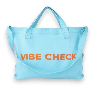 Brht & Stylish Unisex Cotton Tote Bag, Casual Shoulder Work Bag, Vibe Check :D